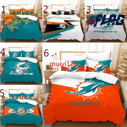 Miami Dolphins Bedding Set, Gift For Football Lover