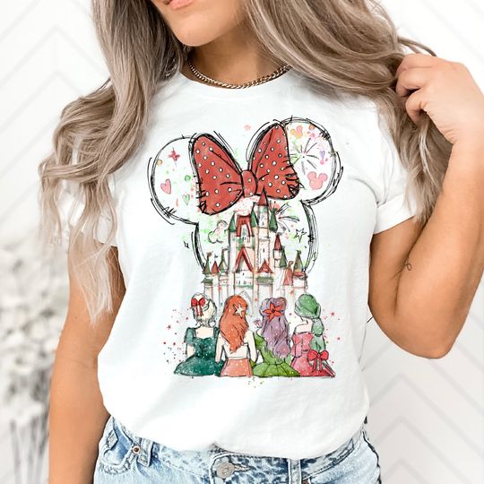 Disney Princess Castle T-Shirt, Ears Watercolor Effect CastleT-Shirt