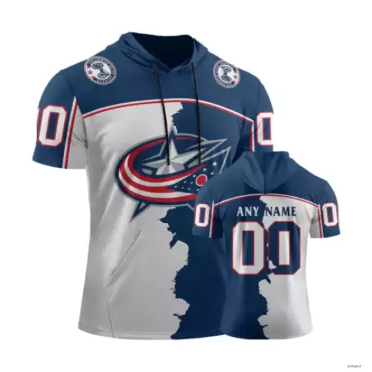 Columbus Blue Jackets Personalize Short Sleeve Hoodie
