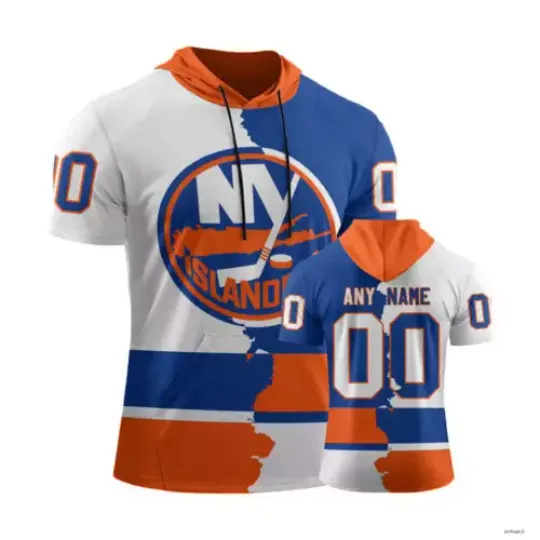 New York Islanders Personalize Short Sleeve Hoodie