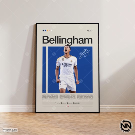 Jude Bellingham Poster, Real Madrid Poster, Soccer Gifts, Sports Poster, Football Player Poster, Sports Bedroom Posters