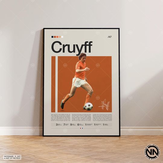Discover Johan Cruyff Poster, Netherlands Footballer Poster, Soccer Gifts, Sports Poster, Football Poster, Sports Bedroom Posters