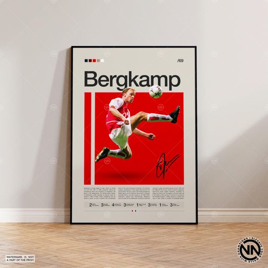 Dennis Bergkamp Poster, Arsenal FC Poster, Soccer Gifts, Sports Poster, Football Player Poster, Soccer Wall Art, Sports Bedroom Posters