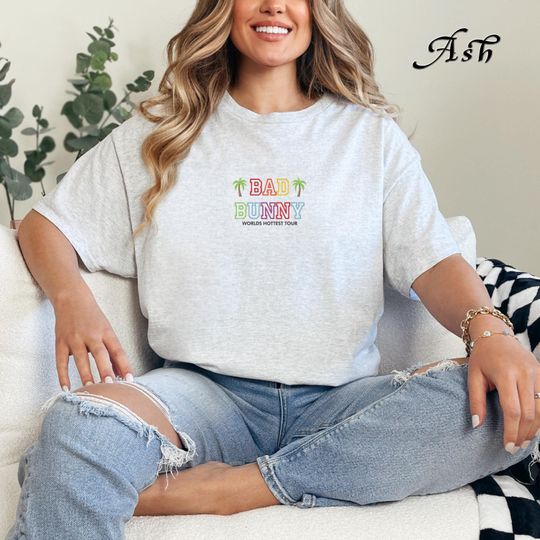 Embroidered Bad Bunny Worlds Hottest Tour Shirt, Bad Bunny T-Shirt, Benito Shirt, Bad Bunny Concert Shirt, Monaco Shirt, Gift For Fan