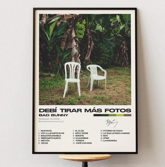 Bad Bunny Minimalist Album Poster - Debi Tirar Mas Fotos Wall Art