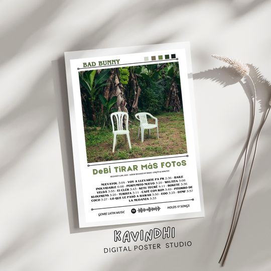 Bad Bunny Poster,Debi Tirar Mas Fotos Album Poster, Bad Bunny Album Cover, Bad Bunny Music Wall Decor, Bad Bunny Album Art, Bad Bunny Music