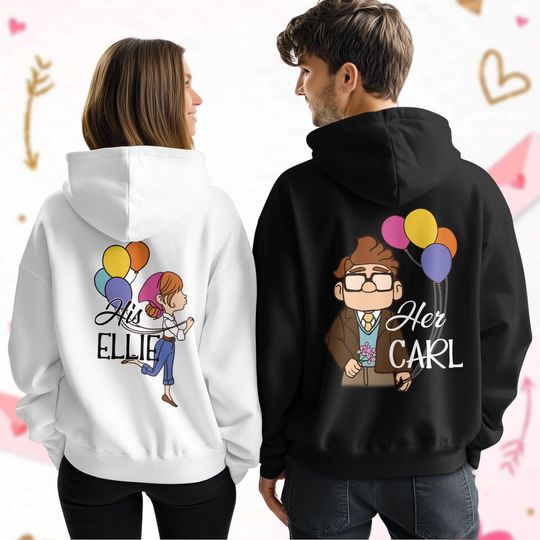 Carl And Ellie Valentine Couple Hoodie, Carl And Ellie Matching Couple, Adventure Is Out There Hoodie, Anniversary Gifts