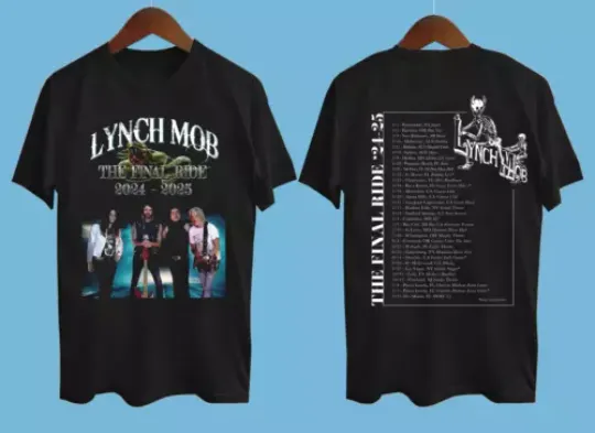 Lynch Mob the final ride 2024-2025 Tour Date Black All Size T-Shirt