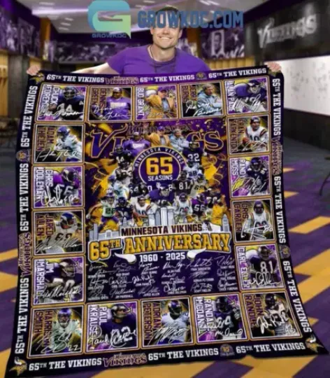 Minnesota Vikings 65 Seasons 65th Anniversary 1960-2025 Fleece Blanket
