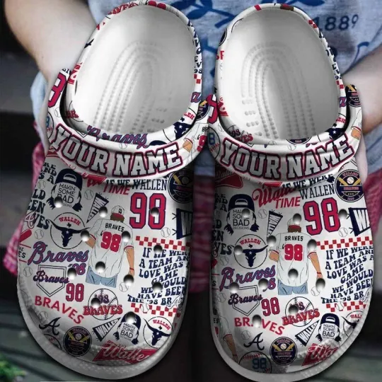 Custom Wallen Western Clogs Shoes, Personalized Wallen Summer 98 Braves Shoes
