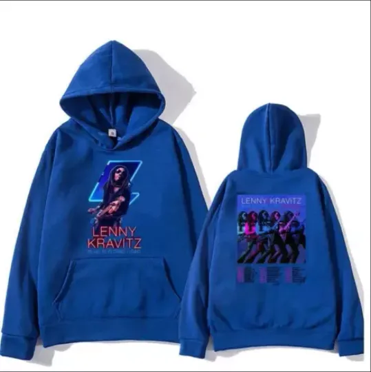 two sided hoodie 3D Lenny Kravitz Blue Electric Light Tour 2025 Hoodie gift fans