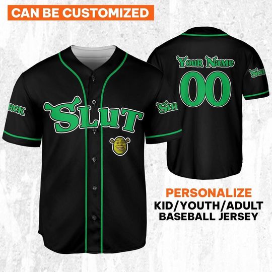 Personalize Shrek Slut Baseball Jersey, Disney Fiona Baseball Jersey