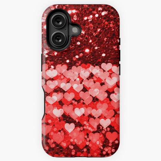 Red & White Hearts (Photo of Glitter - Not Reflective) iPhone Case