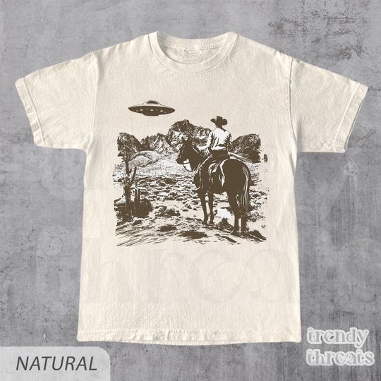 Ufo Western Shirt, Retro T-Shirt, Vintage Cowboy TShirt, Rodeo T Shirt, Wild West Shirt, Western Oversized Tee, Unisex