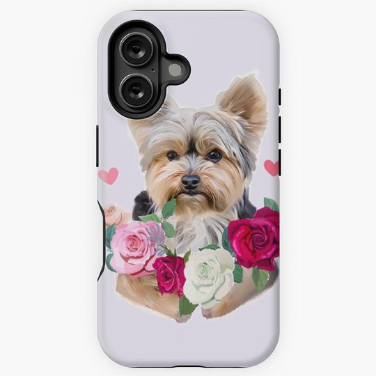 Cute Yorkie flowers iPhone Case