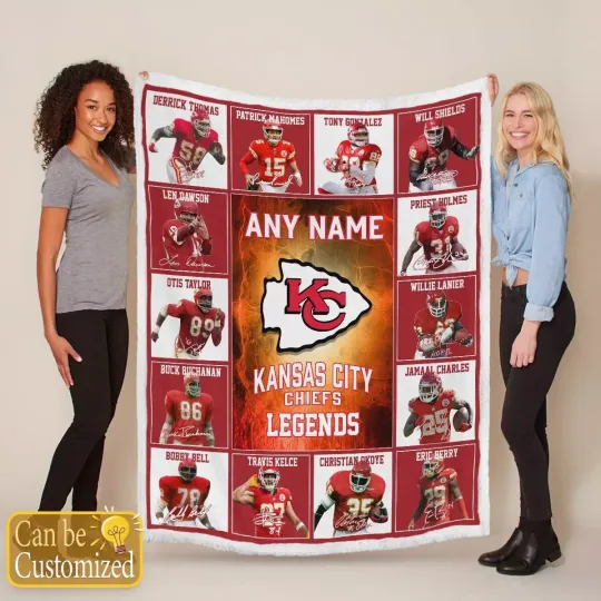 Personalized Custom Name Kansas City Chiefs Legends Soft Fleece Blanket