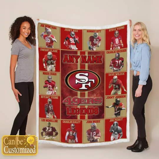 Personalized Custom Name San Francisco 49ers Legends Soft Fleece Blanket