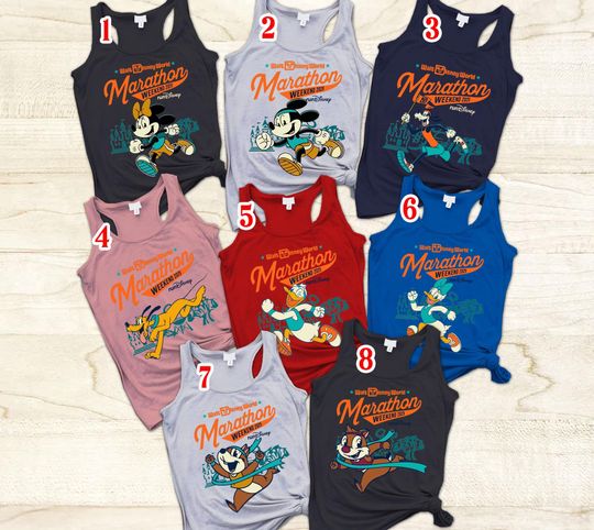 Disney Running Shirt Mickey & Friends Run Disney T-Shirt Personalized Name Tee Unisex Softstyle Top Race Day Apparel Disney Running Gear