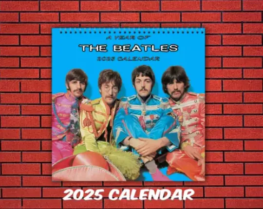 The Beatles 2025 Music Wall Calendar, Wall Calendar Duo 12-Month, Fan Gift