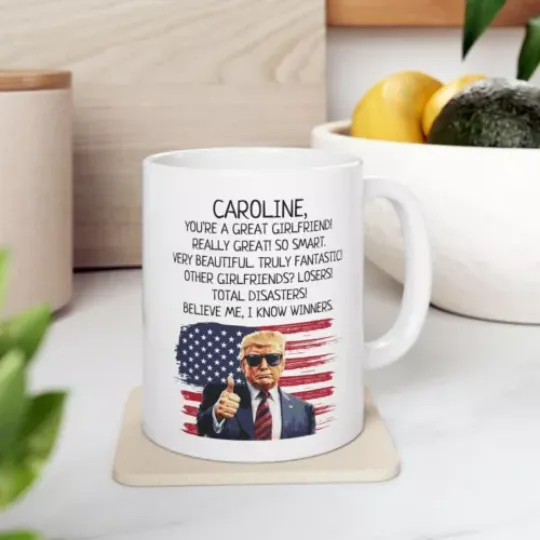Personalized Trump USA Flag You're A Great Girlfriend Happy Valentine's Day Mug