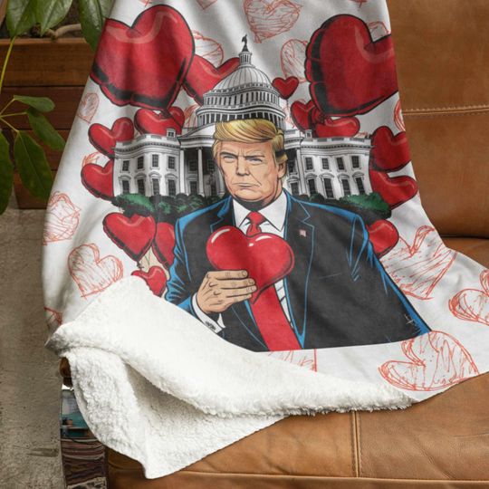 Trump White House Blanket For Valentines Day, Funny Valentine Gift For Husband Wife, Trump 2025 Home Office Decor, Republican Maga Gift