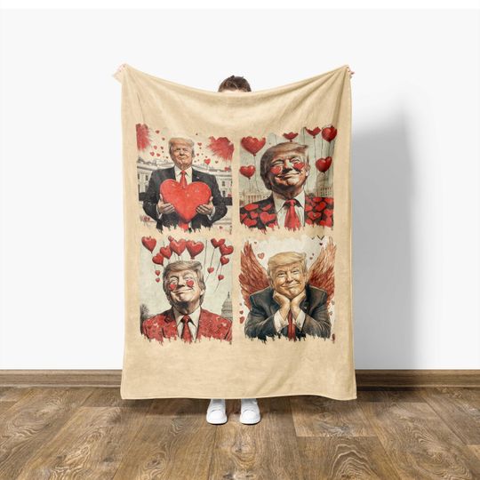 Trump Valentine Blanket, Donald Trump Lover Gift, Valentine Home Decor, Valentine Gift For Him Funny, Anniversary Party,Funny Political Gift