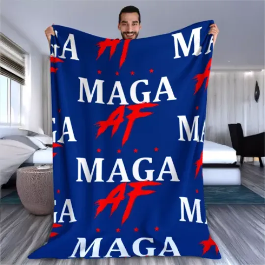 MAGA AF Donald Trump Cozy Comfort Velveteen Plush Blanket
