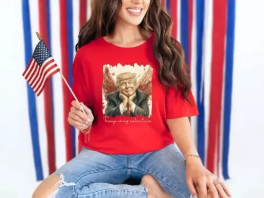 Lovely Trump With Angel Wings Trump Is My Valentine Happy Love Day Tshirt Women