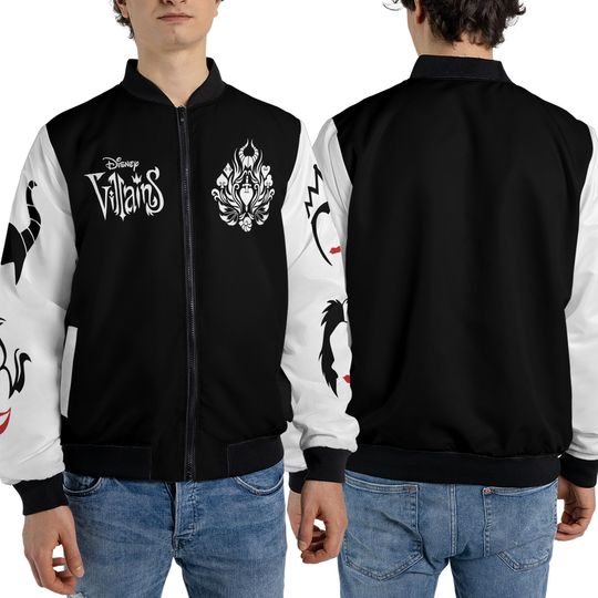 Disney Villains  Bomber Jacket, Maleficent Evil Queen Cruella De Vil Ursula Streetwear Jacket,  Disneyland Family Trip