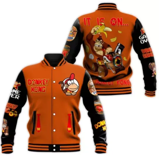 Donkey Kong Baseball Jacket, Donkey Kong Jacket, Donkey Kong Jacket Men