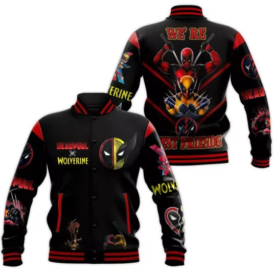 Deadpool And Wolverine We Are Best Friends Baseball Jacket