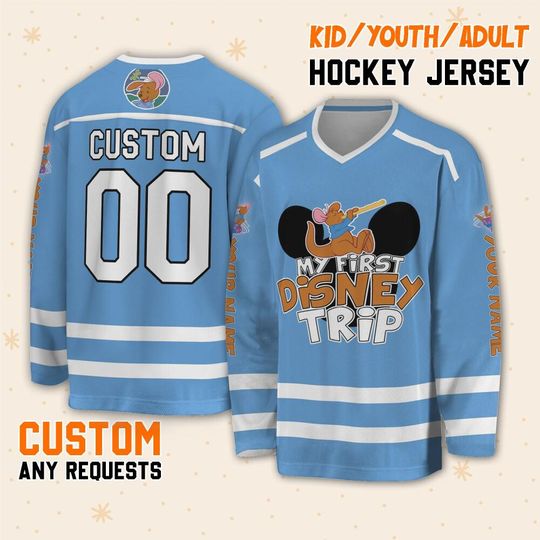 Personalize Winnie The Pooh My First Disney Trip Roo, Custom Ice Hockey Jersey Sweatshirt Team Sports Disneyland Family Birthday Fans Gift