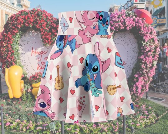 Blue Alien Dog Valentines Day Running Skirt | Magical Running Skirt | Women's Skater Skirt