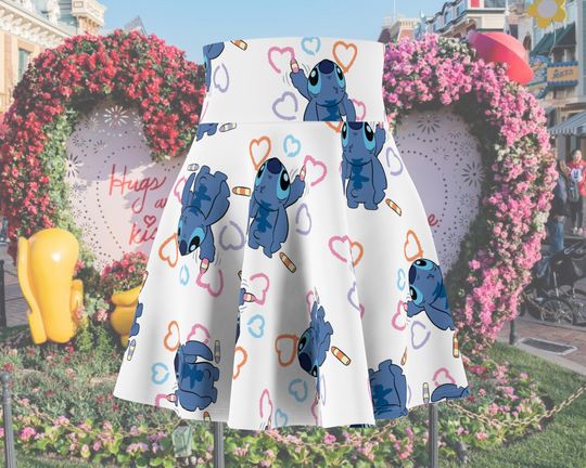 Blue Alien Dog Valentines Day Running Skirt | Magical Running Skirt | Women's Skater Skirt