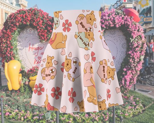 Pooh Valentines Day Running Skirt | Magical Running Skirt | Women's Skater Skirt