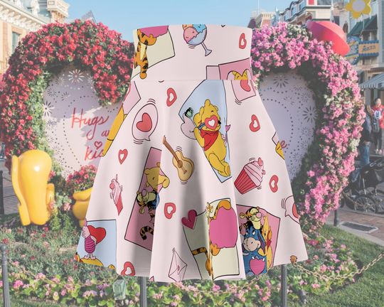 Pooh Valentines Day Running Skirt | Magical Running Skirt | Women's Skater Skirt