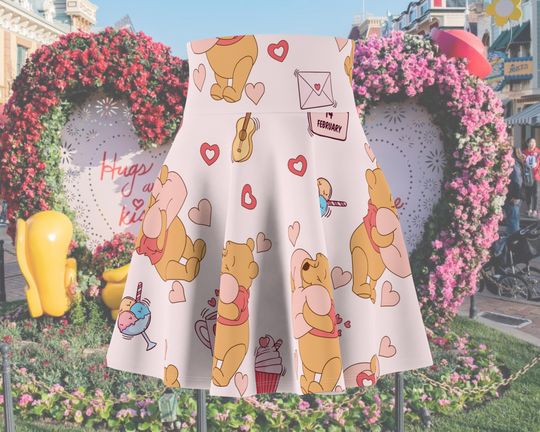 Pooh Valentines Day Running Skirt | Magical Running Skirt | Women's Skater Skirt