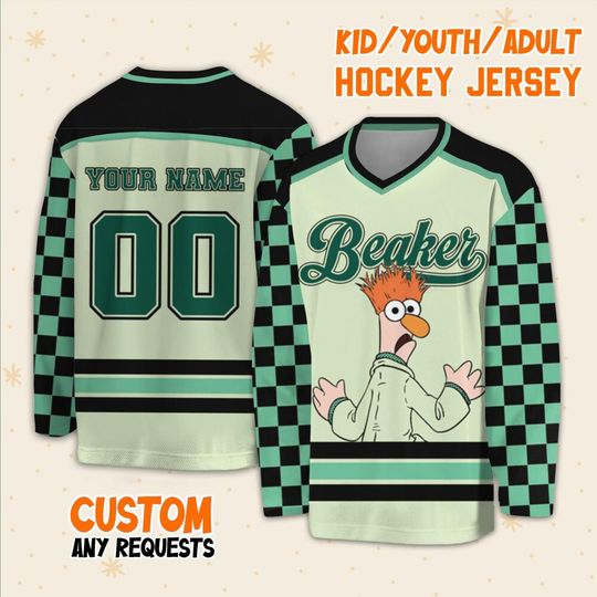Personalize The Muppet Beaker Caro, Personalized Ice Hockey Jersey Sweatshirt Team Sports Disneyland Family Vacation Birthday Gift For Fans