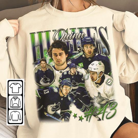 Quinn Hughes Vancouver Ice Hockey Sweatshirt, Canucks Ice Hockey Sweatshirt