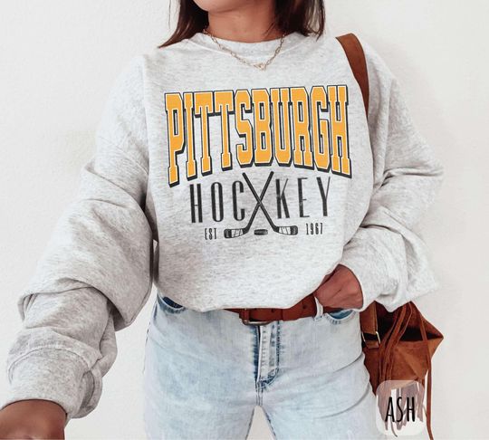 Vintage Pittsburgh Hockey Sweatshirt, Pennsylvania Ice Hockey Sweatshirt