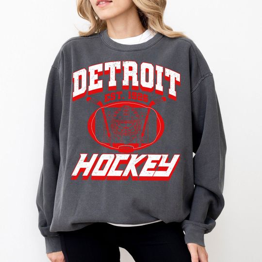 Discover Detroit Hockey Sweatshirt, Hockey Team Sweatshirt, Detroit Gameday Sweatshirt, Retro Detroit Hockey Fan Sweatshirt
