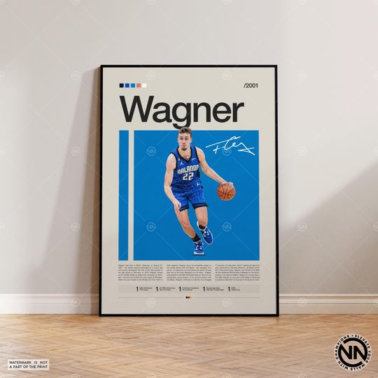 Franz Wagner Poster, Orlando Magic Poster, NBA Poster, Sports Poster, Mid Century Modern, NBA Fans, Basketball Gift, Sports Bedroom Posters