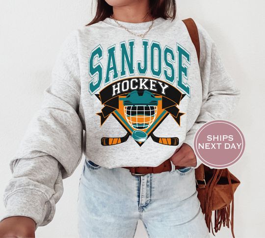 San Jose Sweatshirt - San Jose Hockey Sweatshirt - Retro San Jose Hockey Sweatshirt