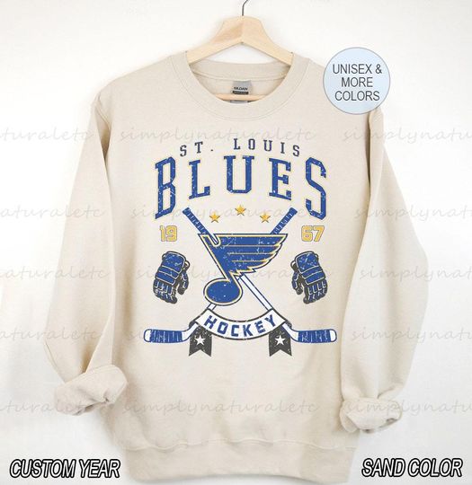 St. Louis Blues Sweatshirt Crewneck, Vintage Blues Sweatshirt