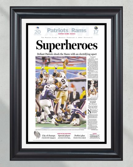 2002 New England Patriots Super Bowl 'Superheroes' (NO Framed) Poster