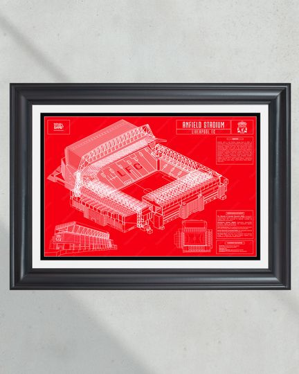 Liverpool FC Anfield Football Stadium Soccer Blueprint (NO Framed) Poster