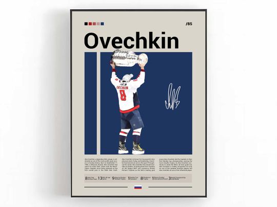 Alex Ovechkin Poster, Washington Capitals Poster, NHL Hockey Art, Sports Poster, Ovechkin Capitals Art, Hockey Wall Art, Fan Gift