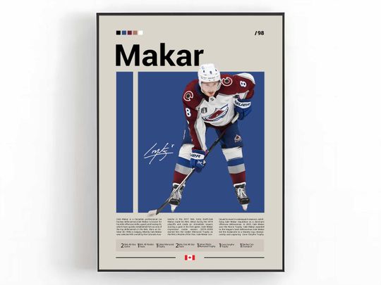 Cale Makar Poster, Colorado Avalanche Poster, NHL Hockey Art, Sports Poster, Makar Avalanche Art, Hockey Wall Art, Fan Gift
