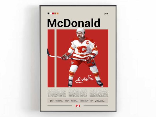 Darryl McDonald Poster, Calgary Flames Poster, NHL Hockey Art, Sports Poster, McDonald Flames Art, Hockey Wall Art, Fan Gift