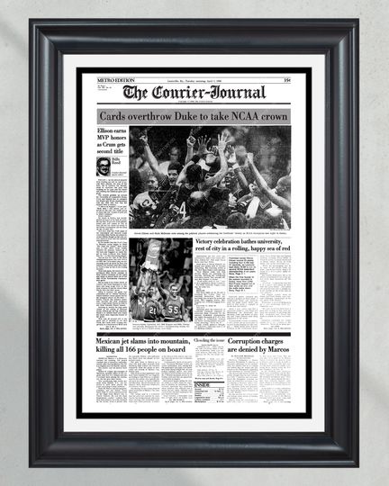 1986 Louisville Cardinals Triumph Over Duke - NCAA Basketball Championship (NO Framed) Poster